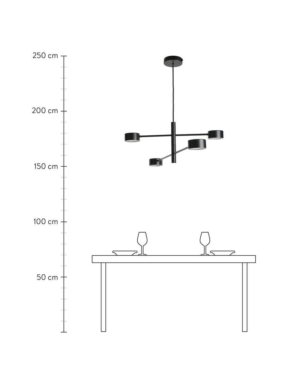 Lampa wisząca LED z funkcją przyciemniania Clyde, Czarny, S 90 x W 22 cm