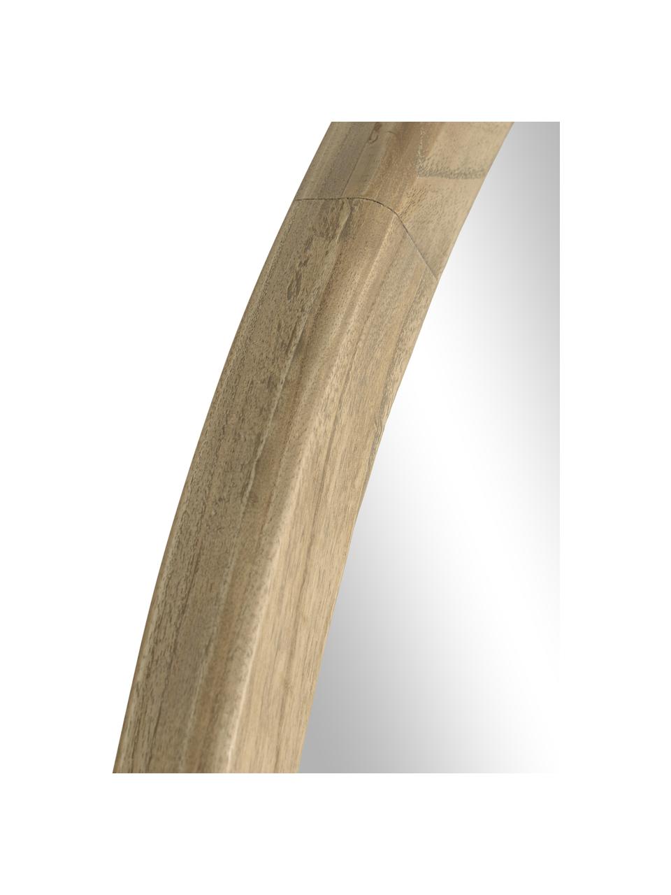 Specchio da parete rotondo con cornice in legno Alum, Cornice: legno mindi Superficie de, Legno lunare, Ø 100 x Prof. 4 cm