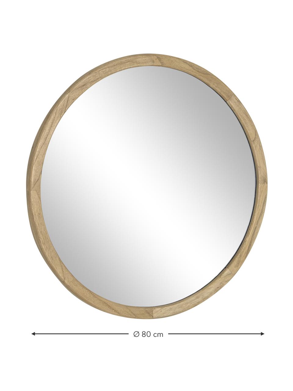 Runder Wandspiegel Alum mit beigem Mindiholzrahmen, Rahmen: Mindiholz, Spiegelfläche: Spiegelglas, Beige, Ø 100 x T 4 cm