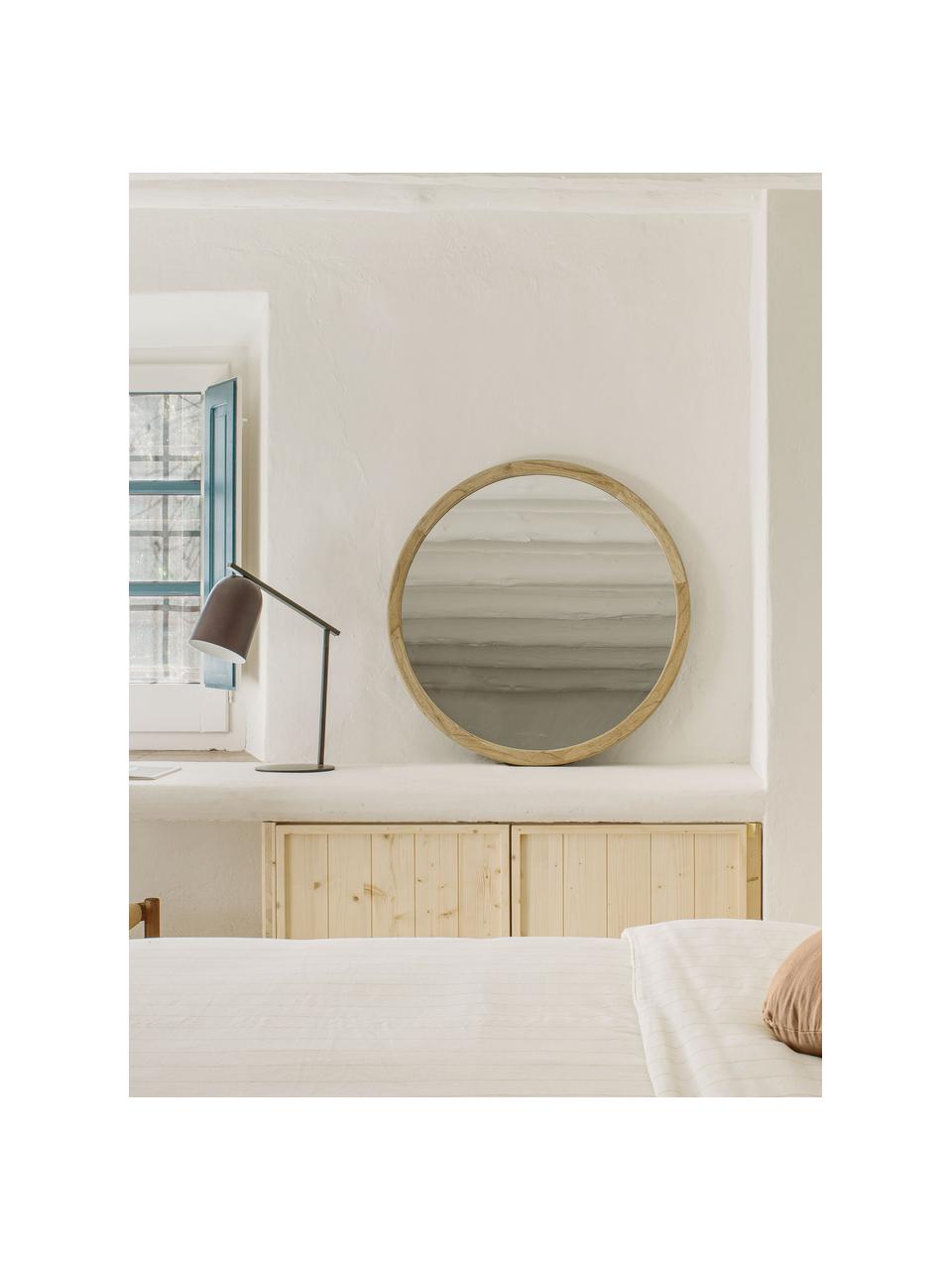 Miroir mural rond en bois Alum, Bois clair, Ø 80 x prof. 4 cm