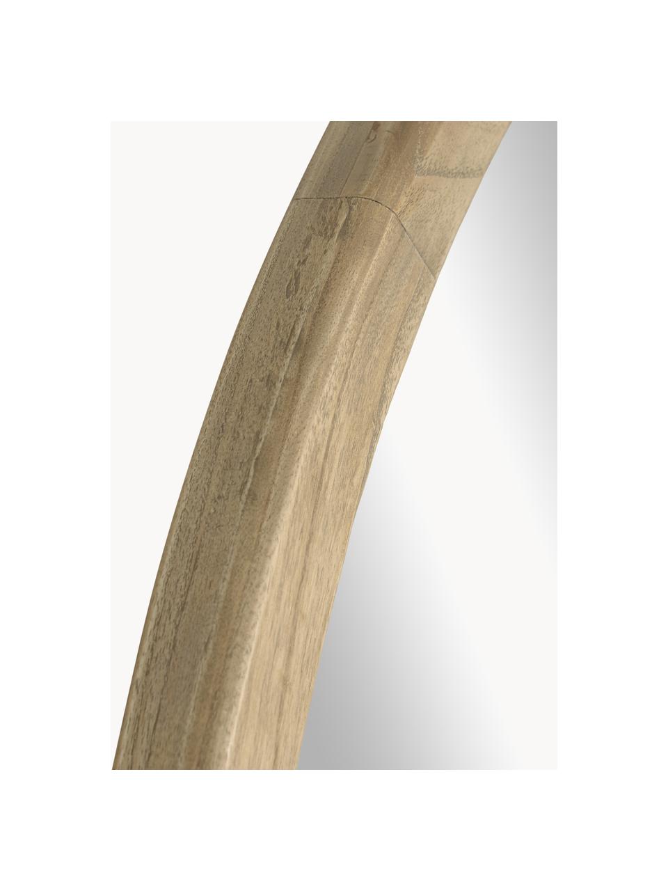 Specchio da parete rotondo con cornice in legno Alum, Cornice: legno mindi Superficie de, Legno chiaro, Ø 80 x Prof. 4 cm