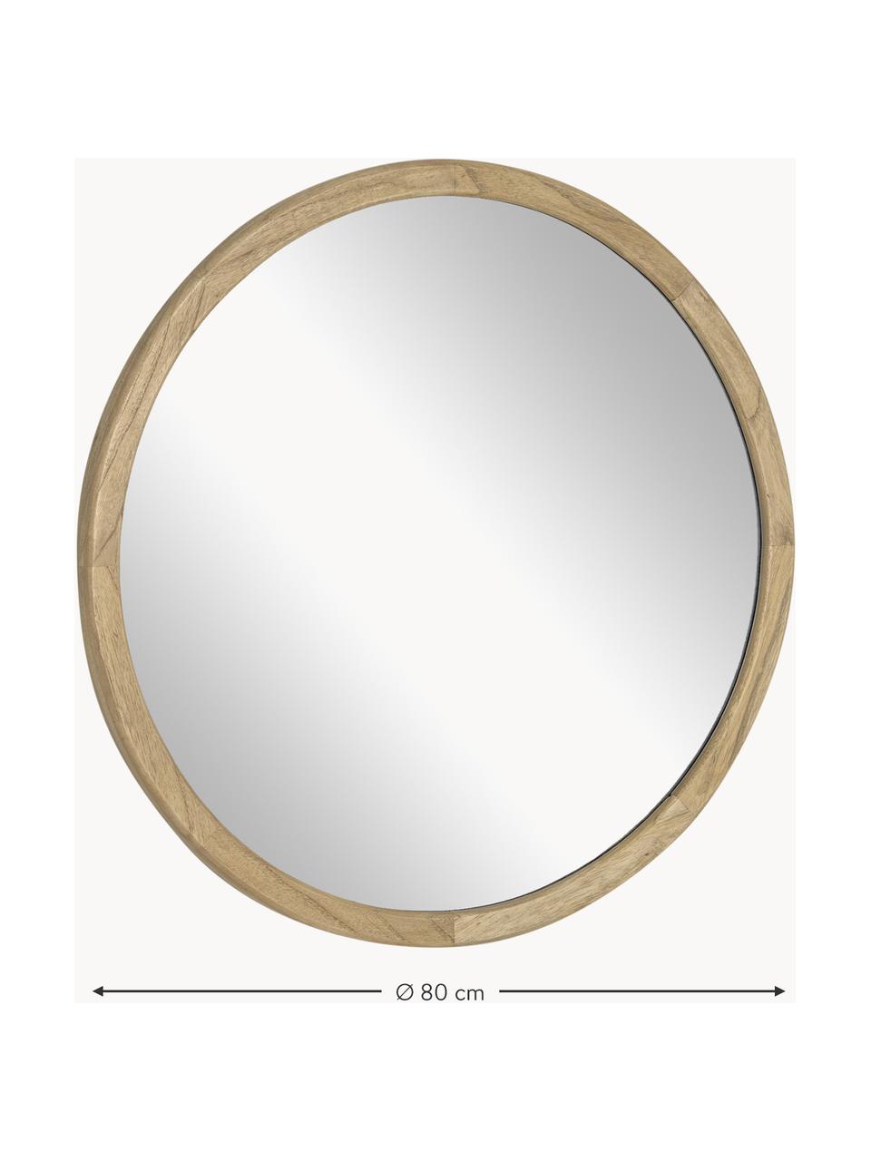 Okrúhle nástenné zrkadlo s dreveným rámom Alum, Minidi drevo, Ø 80 x H 4 cm