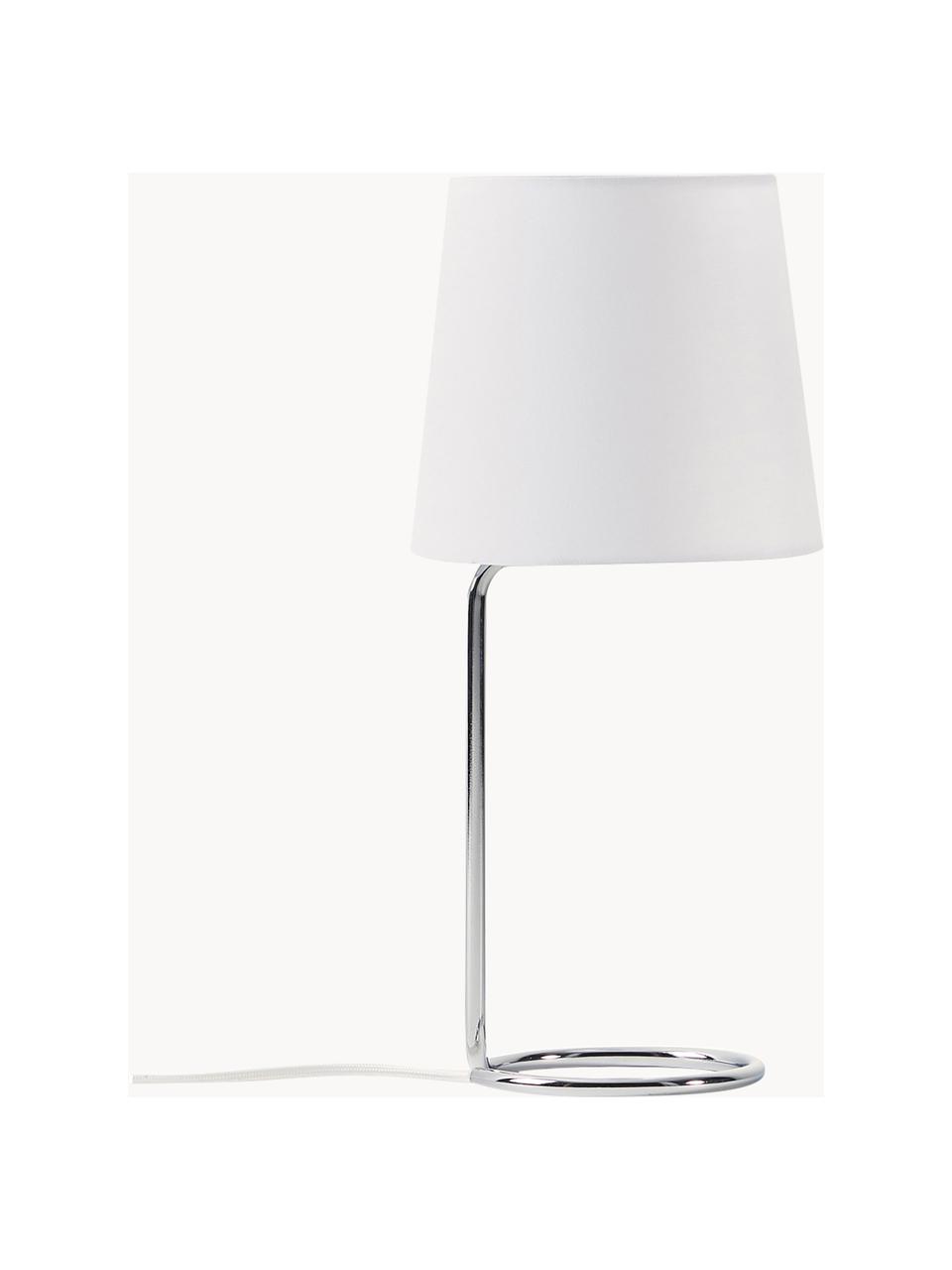 Lampada da tavolo Cadè, Paralume: tessuto, Base della lampada: metallo spazzolato, Bianco, argentato, Ø 19 x Alt. 42 cm