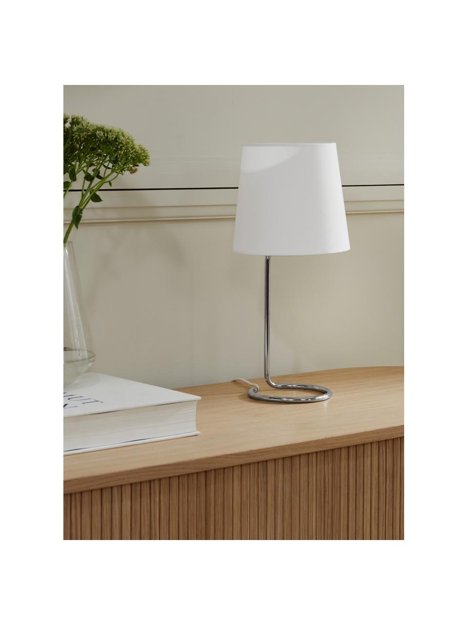 Stolová lampa Cade, Biela, strieborná, Ø 19 x V 42 cm