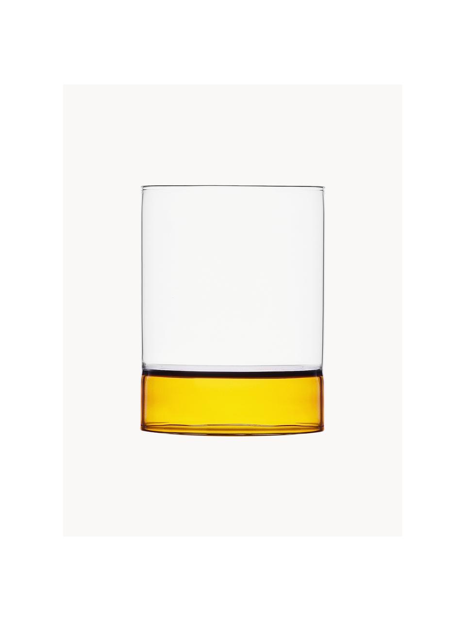 Ručně vyrobené sklenice Bamboo Groove, 2 ks, Borosilikátové sklo, Žlutá, transparentní, Ø 7 cm, V 11 cm, 250 ml