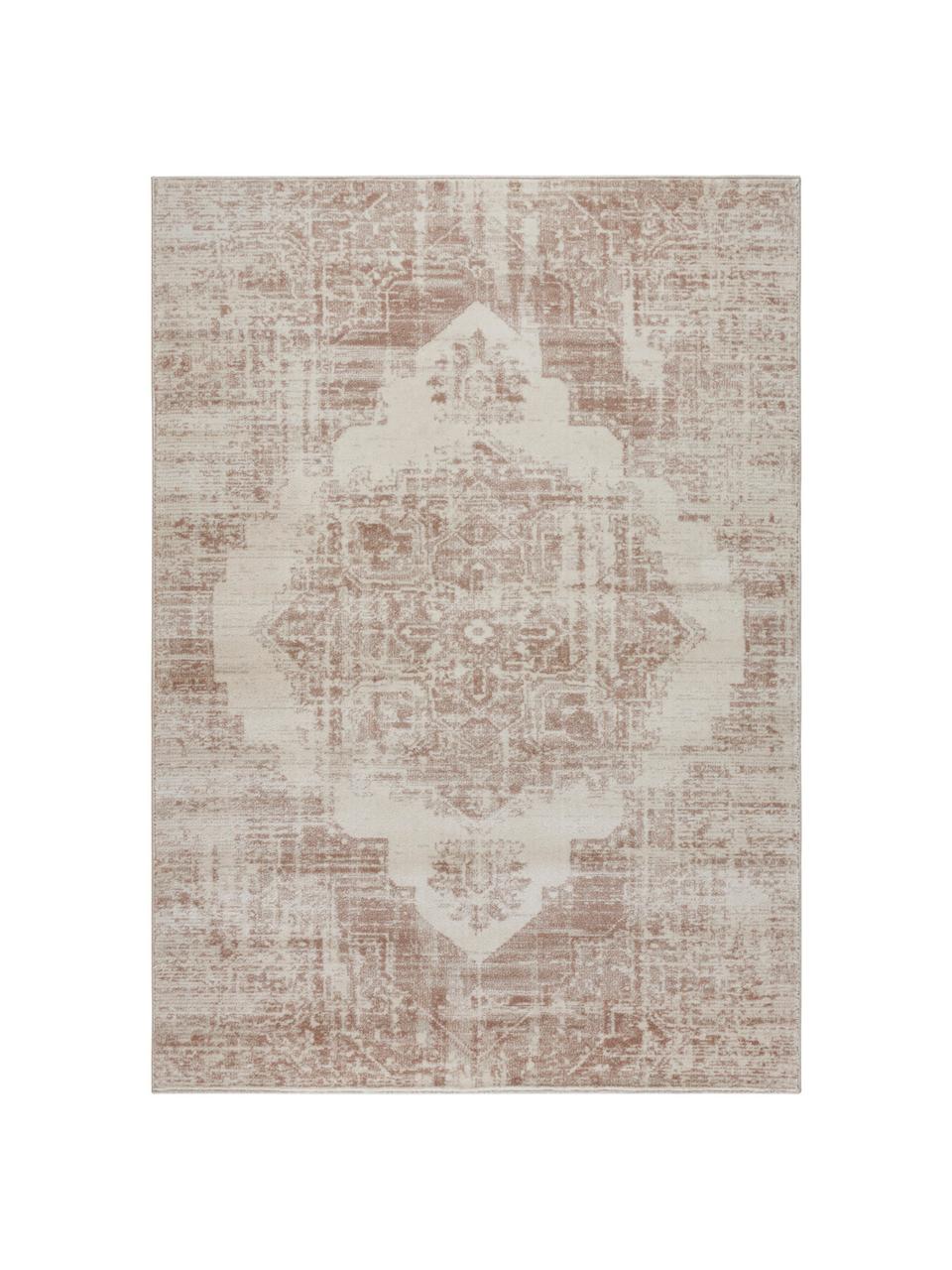 Tapis vintage Garonne, Brun cuivré, beige