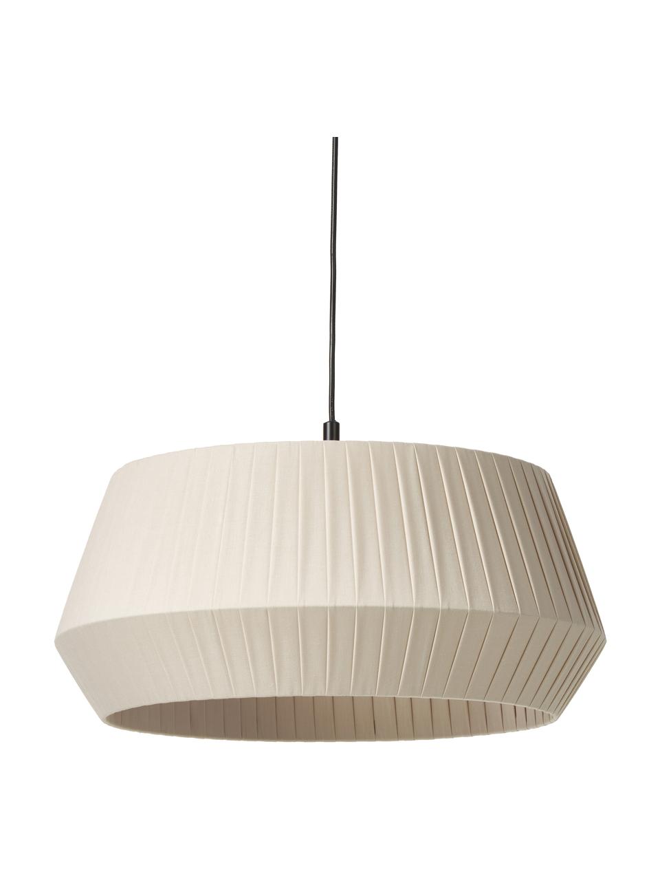Klasická závesná lampa zo skladanej textílie Dicte, Béžová, čierna, Ø 53 x V 29 cm