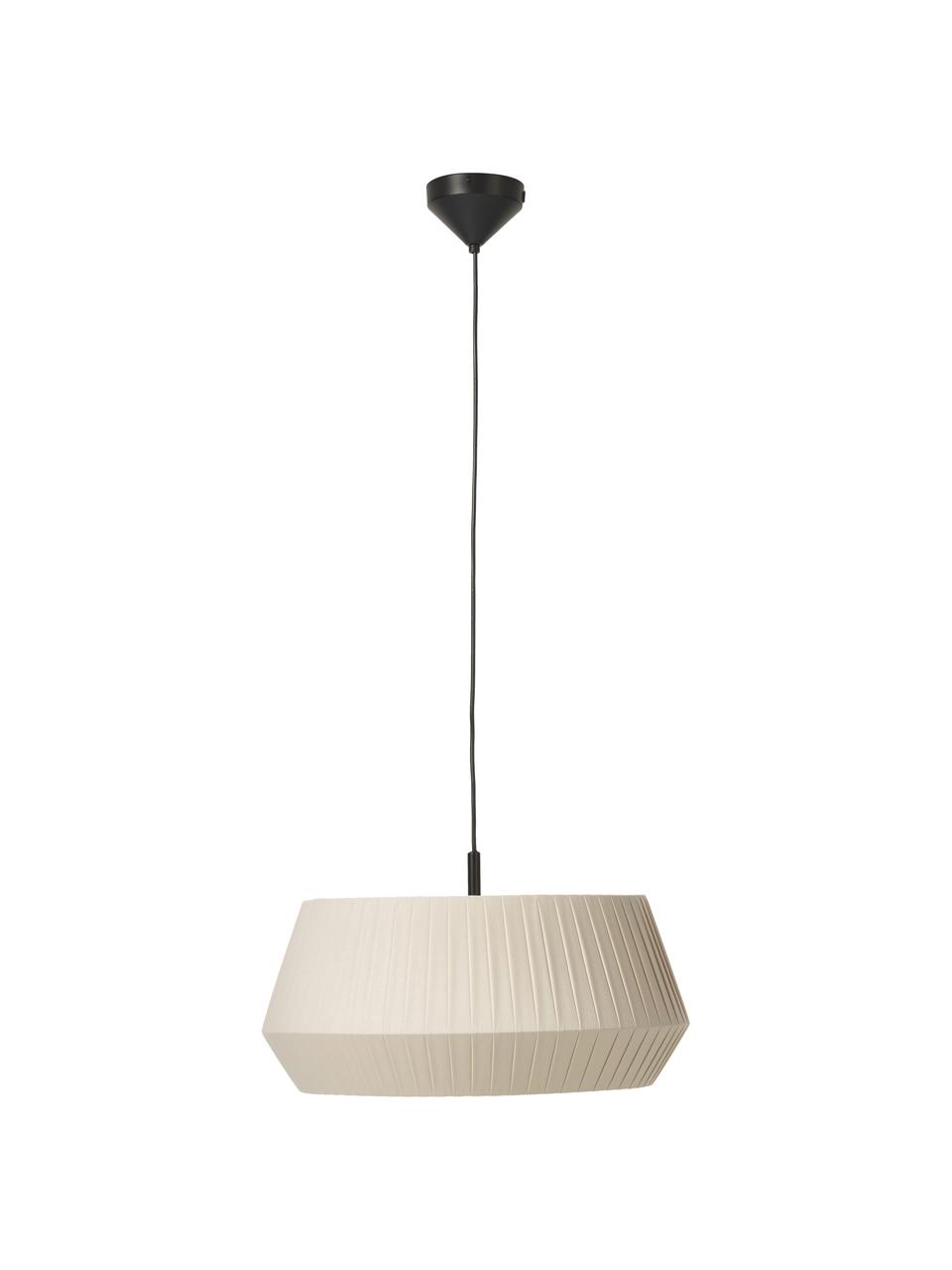 Klasické látkové závěsné svítidlo Dicte, Béžová, černá, Ø 53 cm, V 29 cm