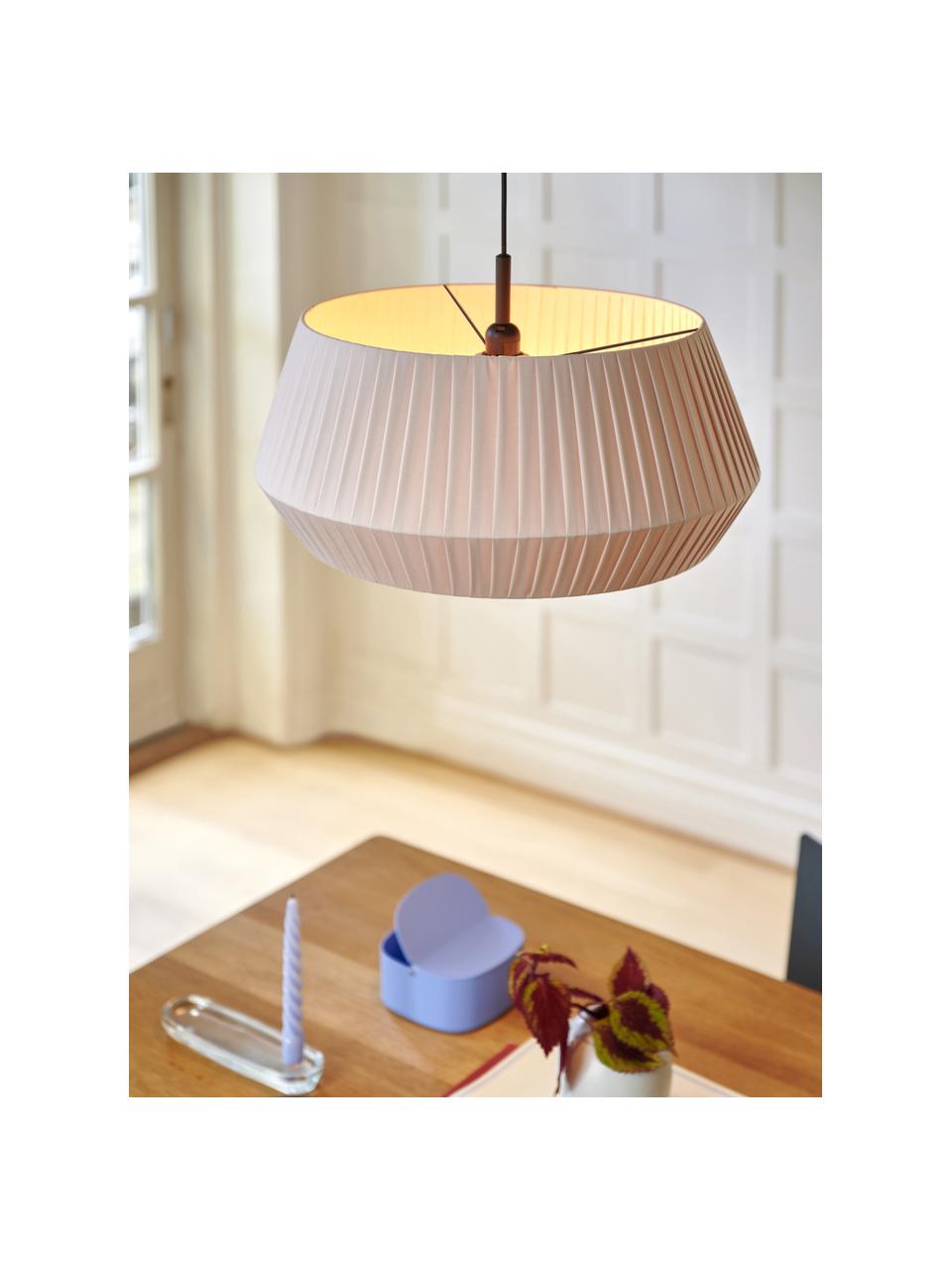 Klassieke hanglamp Dicte van geplooide stof, Lampenkap: stof, Beige, Ø 53 x H 29 cm