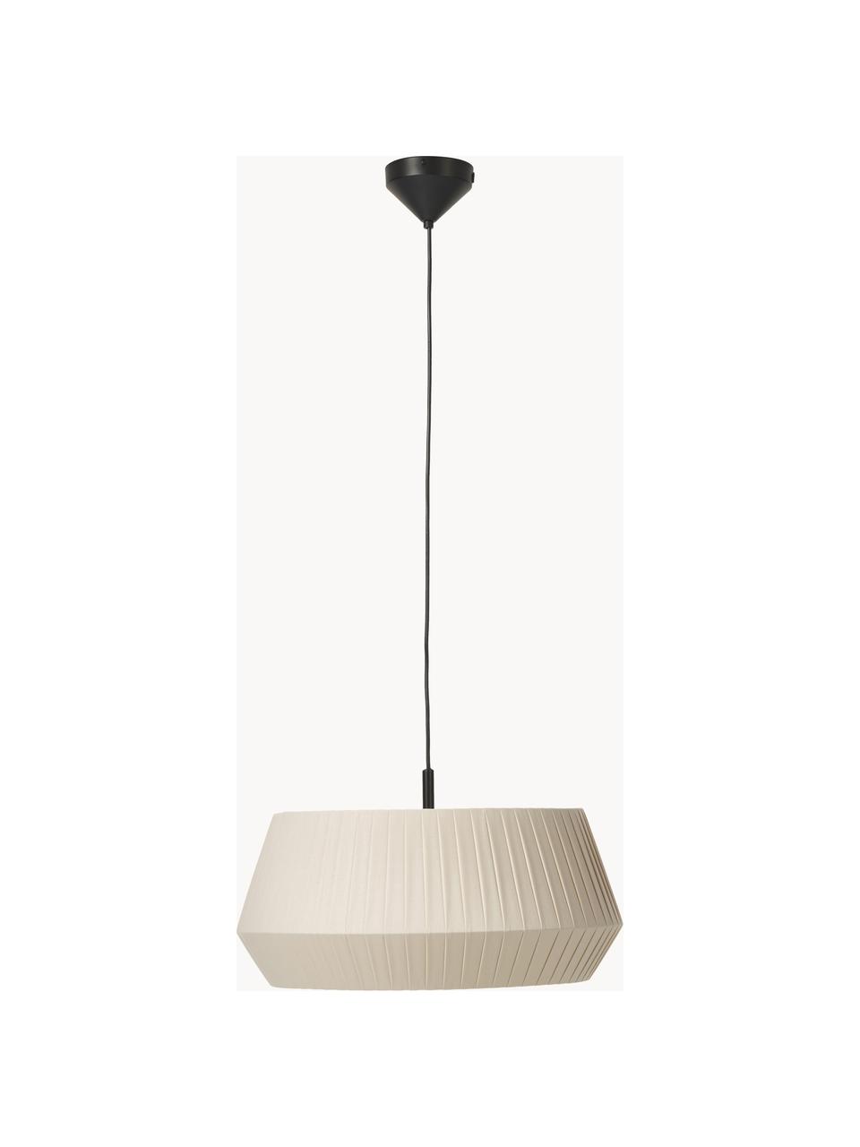 Klassieke hanglamp Dicte van geplooide stof, Lampenkap: stof, Beige, Ø 53 x H 29 cm