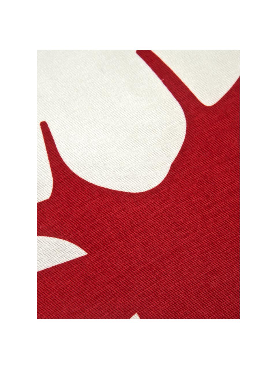 Poszewka na poduszkę Deer, 100% bawełna, splot panama, Ciemny czerwony, ecru, S 40 x D 40 cm