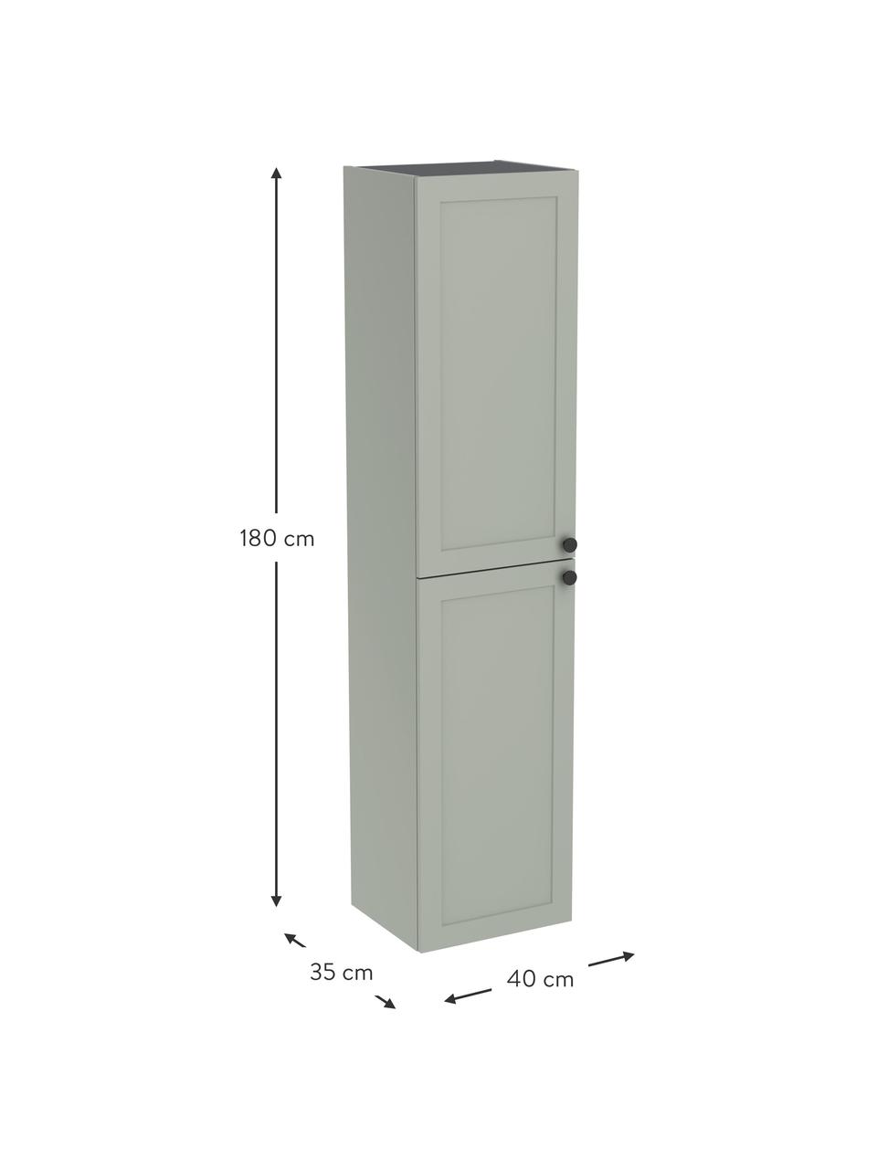 Hoge badkamerkast Rafaella met mat oppervlak, Handvatten: aluminium, gecoat, Saliegroen, B 40 x H 180 cm