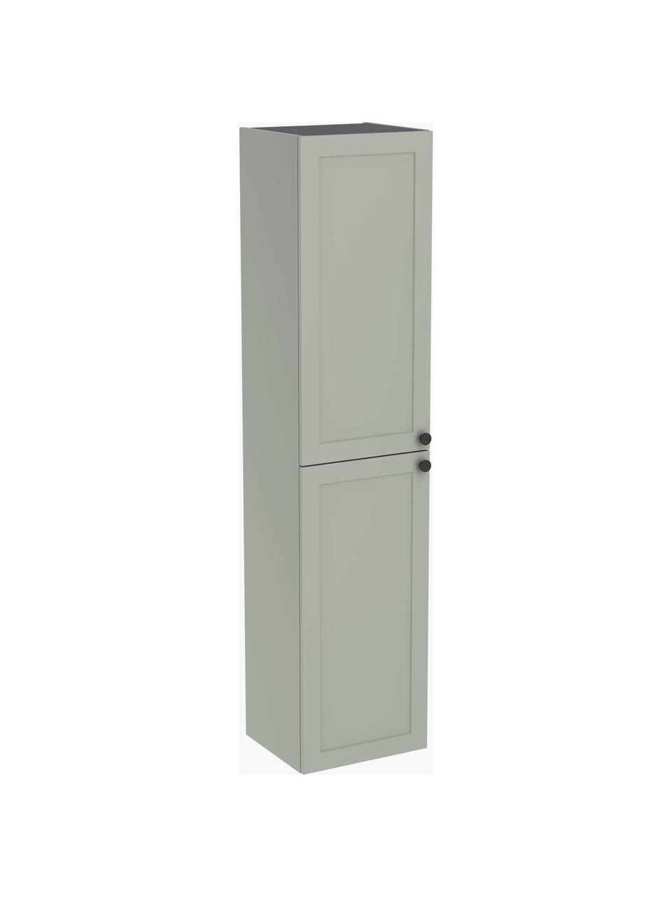 Armadietto da bagno alto dalla finitura opaca Rafaella, Maniglie: alluminio rivestito, Verde salvia, Larg. 40 x Alt. 180 cm