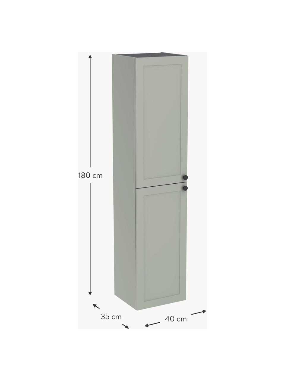 Bad-Hochschrank Rafaella mit matter Oberfläche, Griffe: Metall, beschichtet, Salbeigrün, B 40 x H 180 cm