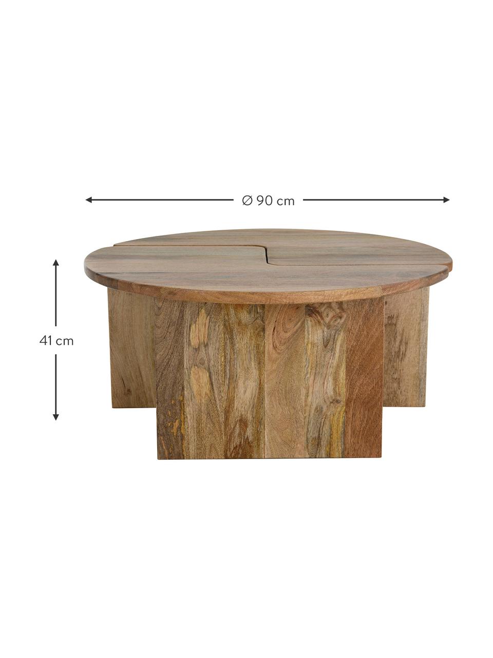 Runder Couchtisch Match aus Mangoholz, 2-tlg., Mangoholz, Helles Mangoholz, Ø 90 cm