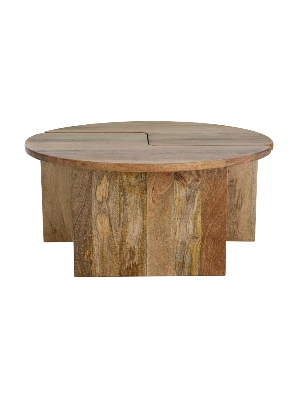 Mesa de centro redonda de madera de mango Match, 2 pzas., Madera de mango, Madera de mango clara, Ø 90 cm