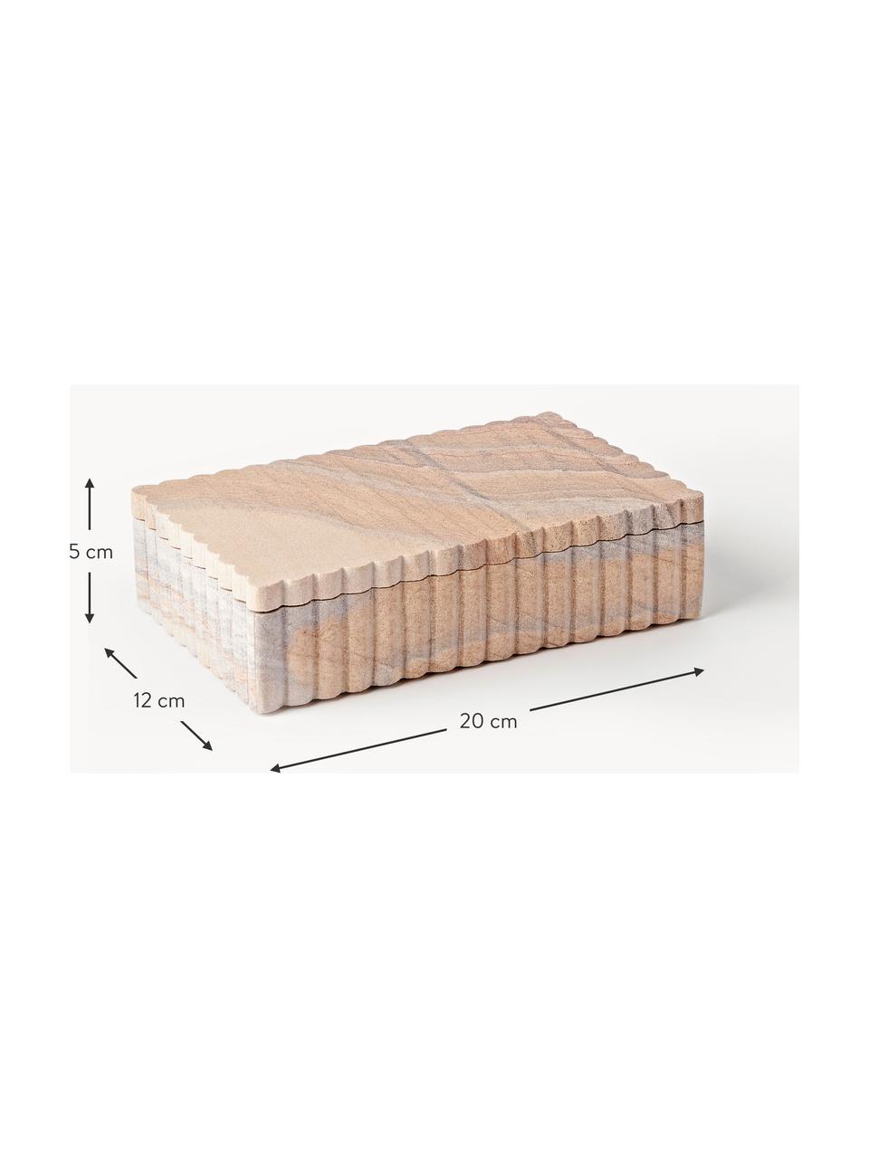 Opbergdoos Rita met geribbelde rand, Zandsteen, Beigetinten, met zandafwerking, B 20 x H 5 cm