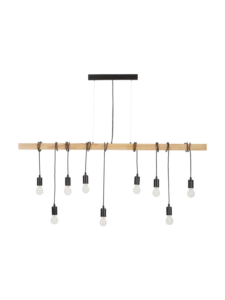 Grande suspension industrielle Townshend, Noir, bois d'hévéa, larg. 150 x prof. 10 cm