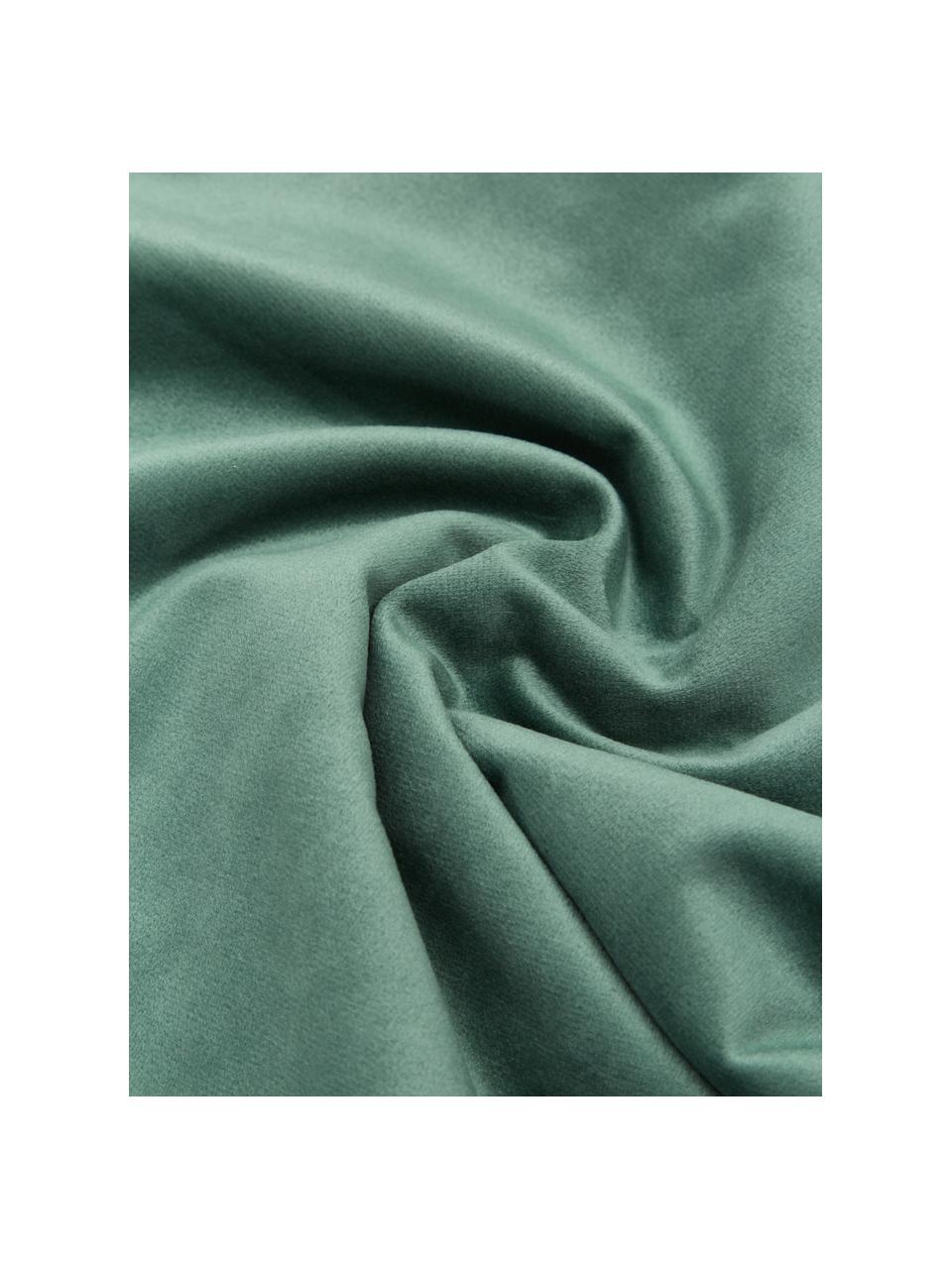 Housse de coussin en velours vert Lucie, 100 % velours de polyester, Vert foncé, larg. 45 x long. 45 cm