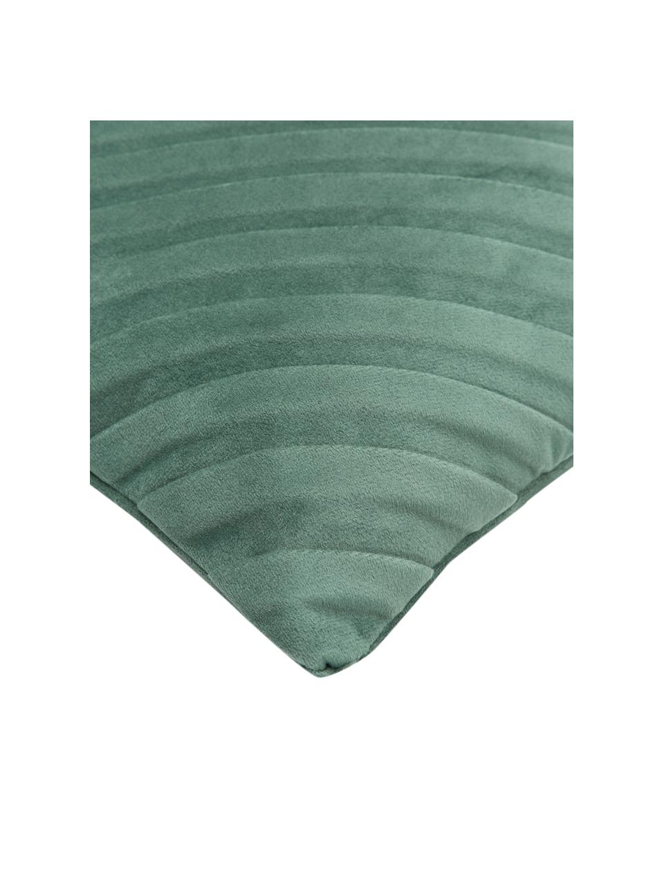 Sametový povlak na polštář  se strukturovaným povrchem Lucie, 100 % samet (polyester), Tmavě zelená, Š 45 cm, D 45 cm