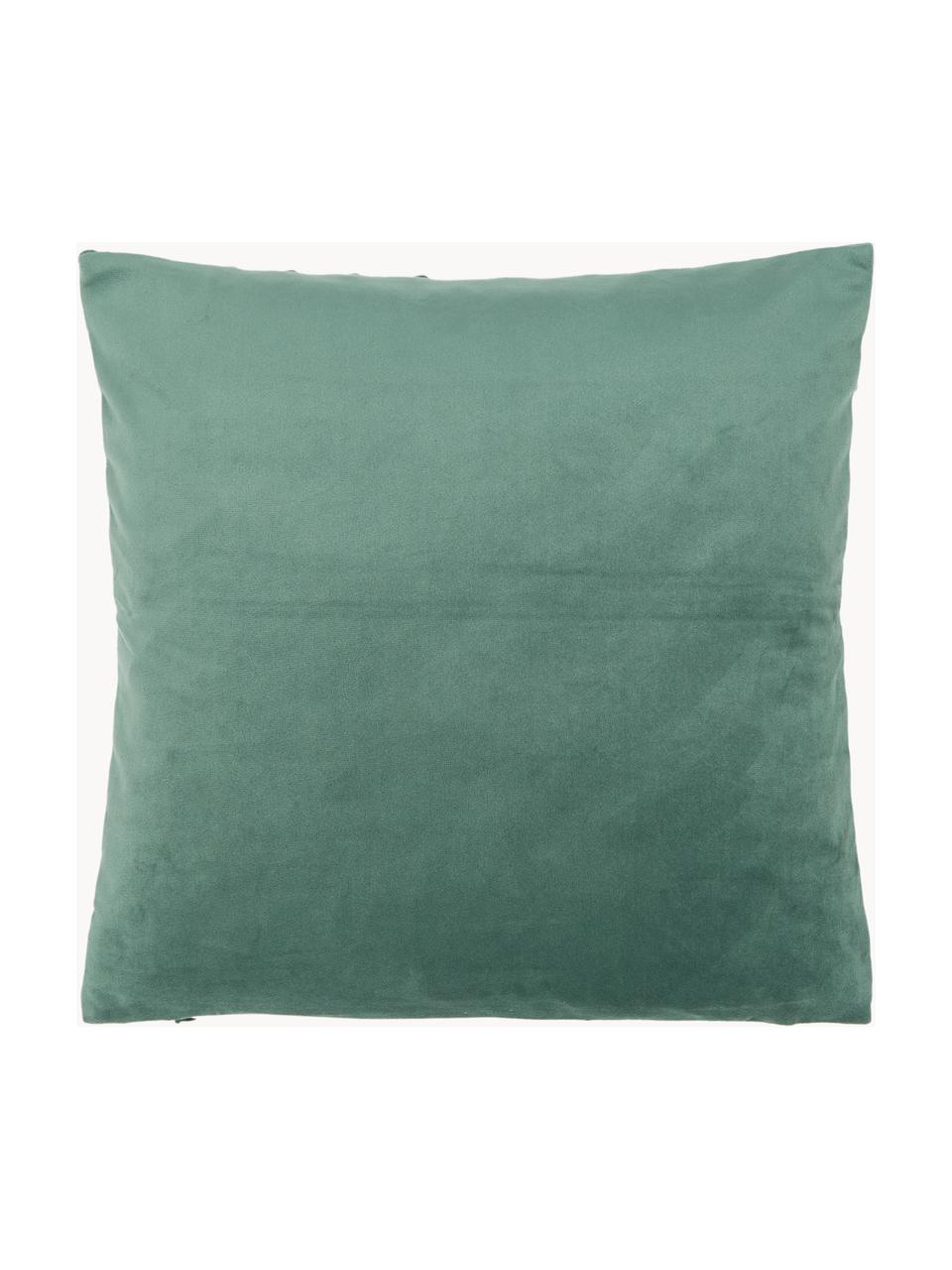 Fluwelen kussenhoes Lucie in donkergroen met structuur-oppervlak, 100% fluweel (polyester), Groen, B 45 x L 45 cm