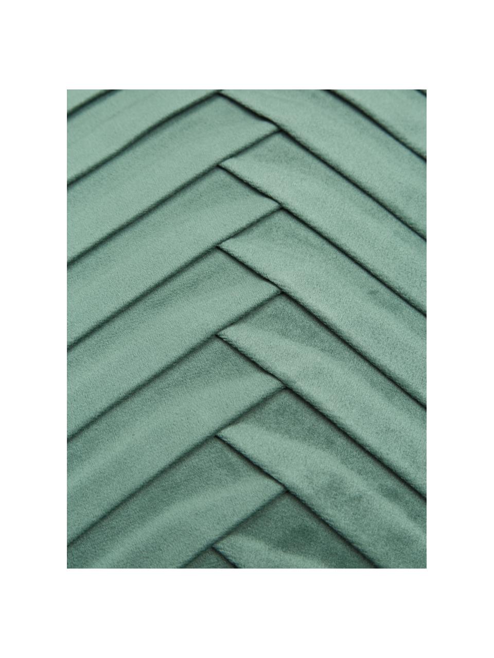 Funda de cojín de terciopelo texturizada Lucie, 100% terciopelo (poliéster), Verde oscuro, An 45 x L 45 cm