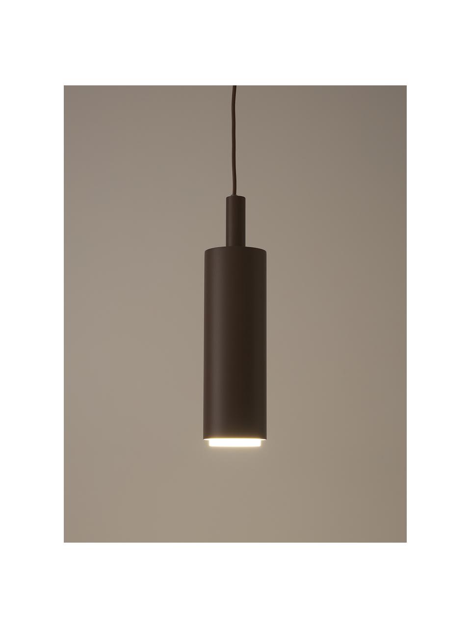 LED hanglamp Jari van metaal, Lampenkap: gepoedercoat metaal, Diffuser: acryl, Baldakijn: gepoedercoat metaal, Bruin, Ø 10 x H 30 cm