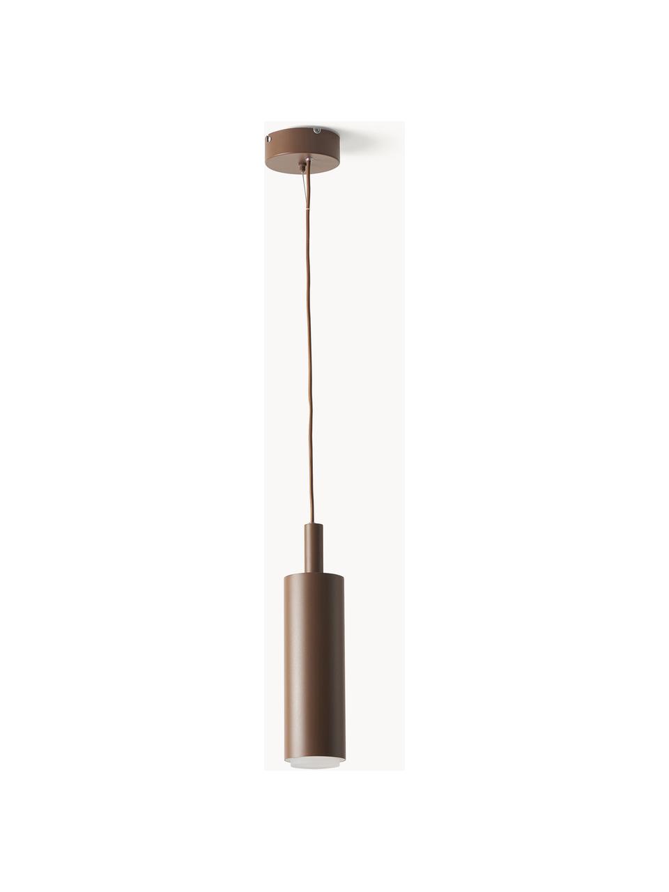 LED hanglamp Jari van metaal, Lampenkap: gepoedercoat metaal, Diffuser: acryl, Baldakijn: gepoedercoat metaal, Bruin, Ø 10 x H 30 cm