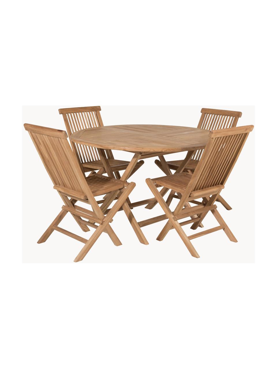 Set salotto da balcone in legno di teak Kenya 5 pz, Legno di teak, Set in varie misure