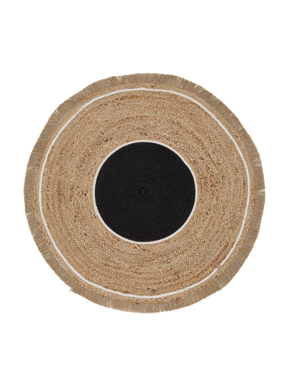 Tappeto rotondo in juta Boham, Juta, cotone, Juta, nero, bianco, Ø 100 cm (taglia XS)