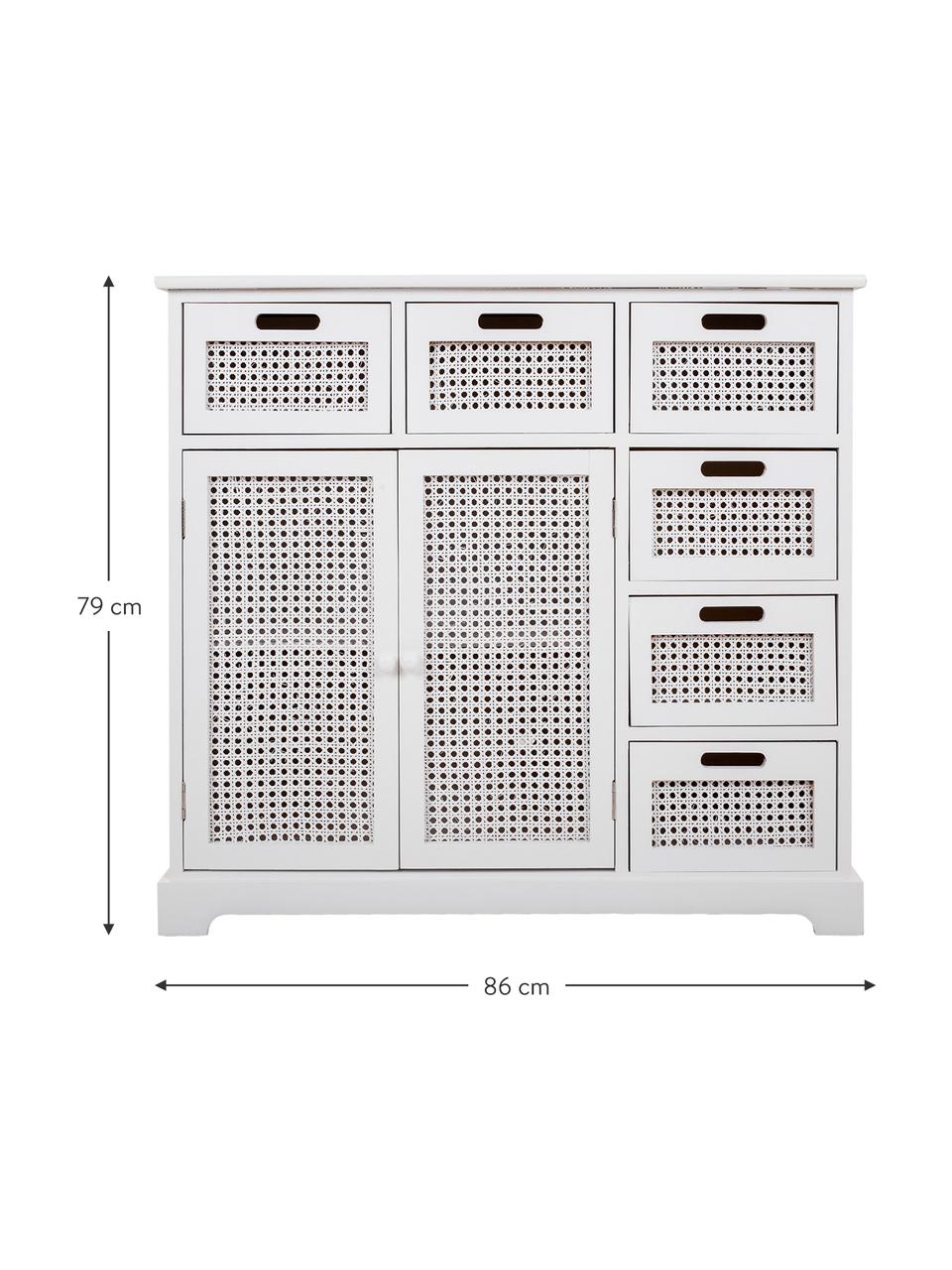 Cómoda Gesina, Estructura: madera de paulownia, Blanco, An 86 x Al 79 cm