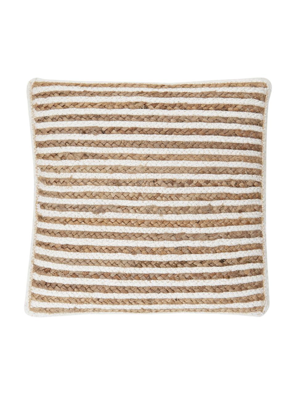 Housse de coussin 40x40 en jute Faeka, Brun, blanc, larg. 40 x long. 40 cm
