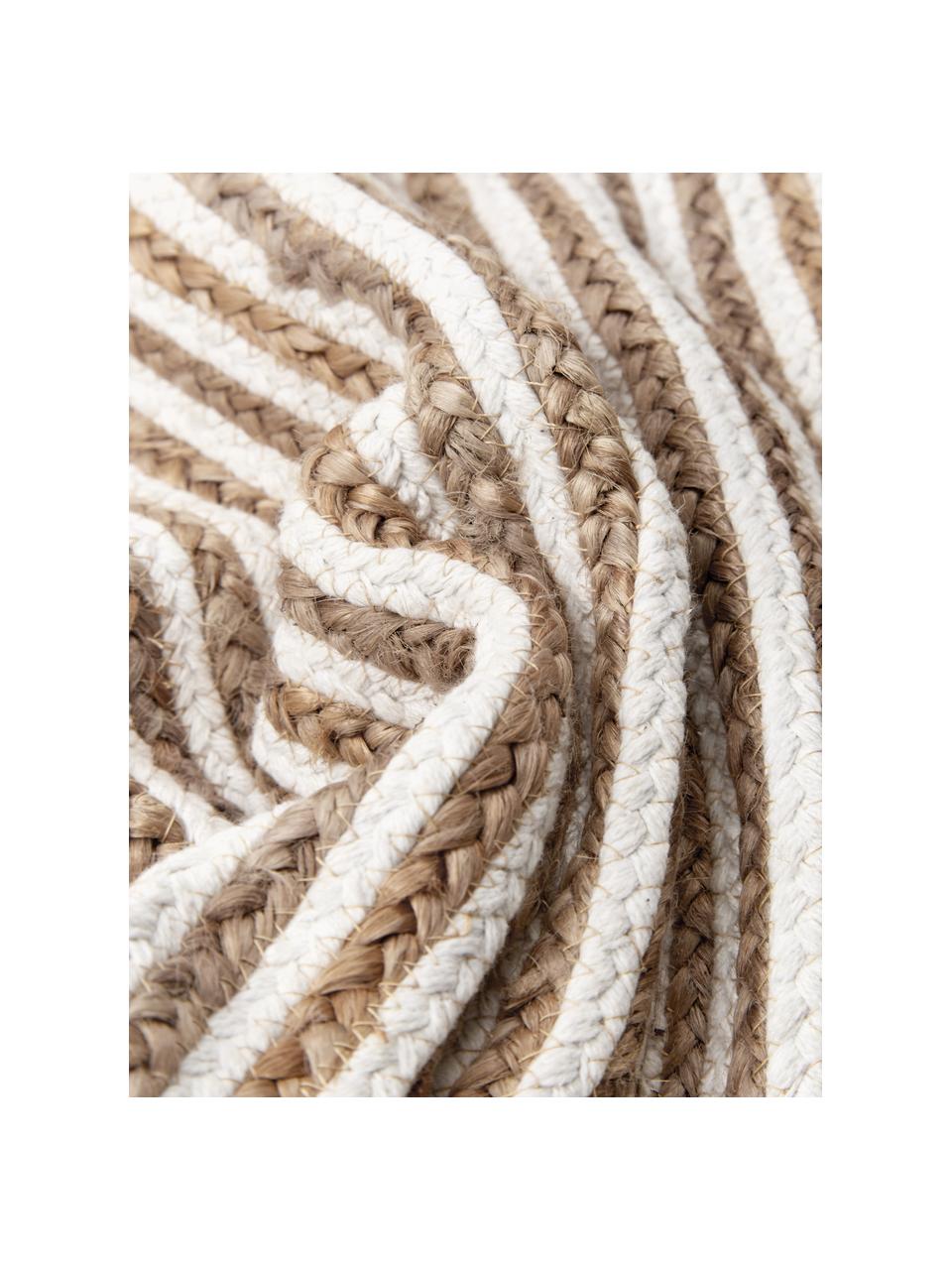 Funda de cojín de yute Faeka, Parte delantera: yute, algodón, Parte trasera: 100% algodón, Off White, marrón, An 40 x L 40 cm