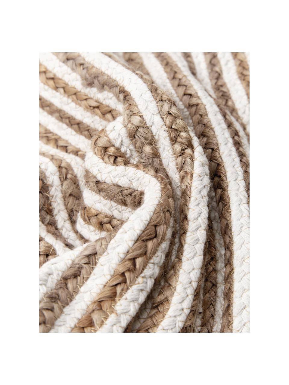 Gestreifte Jute-Kissenhülle Faeka, Vorderseite: Jute, Baumwolle, Rückseite: 100% Baumwolle, Off White, Braun, B 40 x L 40 cm