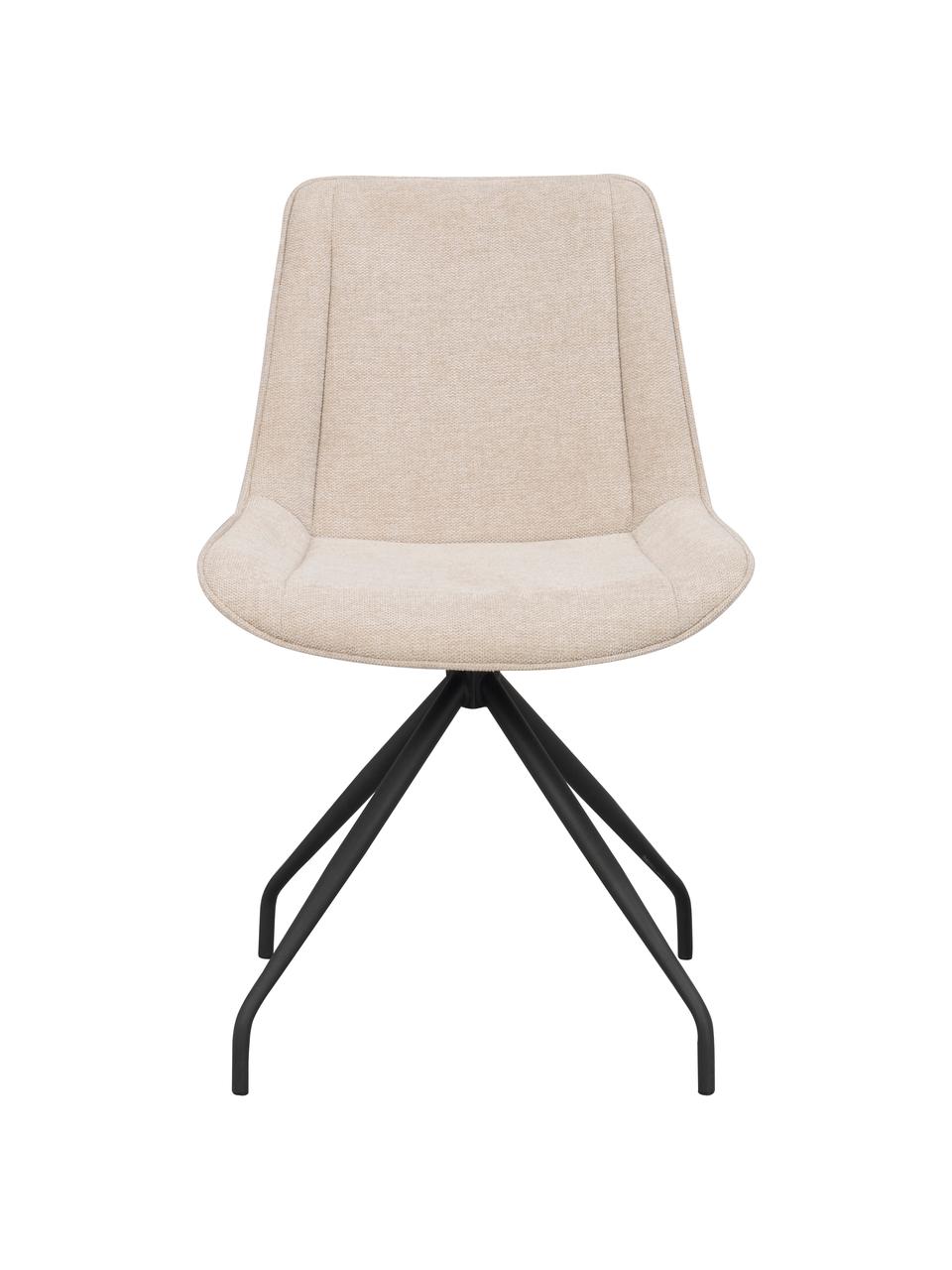 Gestoffeerde draaistoelen Rossport met metalen poten, 2 stuks, Bekleding: 100% polyester Met 45.000, Frame: multiplex, FSC-gecertific, Poten: gepoedercoat metaal, Geweven stof beige, B 52 x D 58 cm