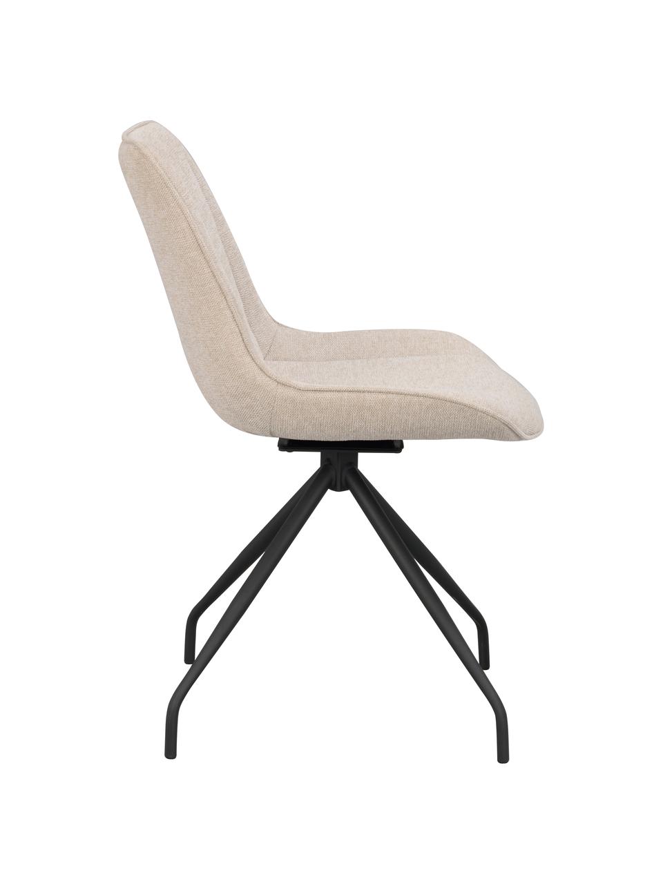 Čalúnená otočná stolička s kovovými nohami Rossport, 2 ks, Béžová, Š 52 x H 58 cm