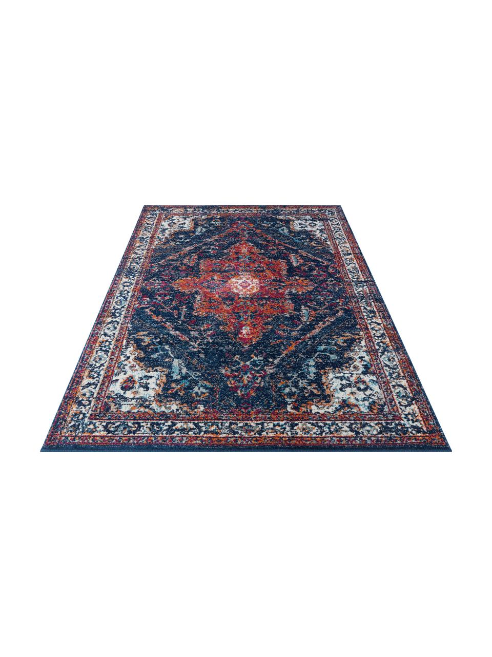 Tappeto vintage Azrov, Retro: poliestere, Blu scuro, rosso, Larg. 200 x Lung. 290 cm (taglia L)