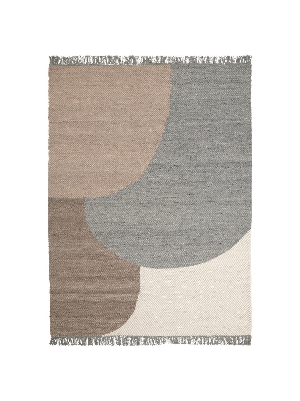 Tapis laine tissé main Eik, Tons gris et beiges