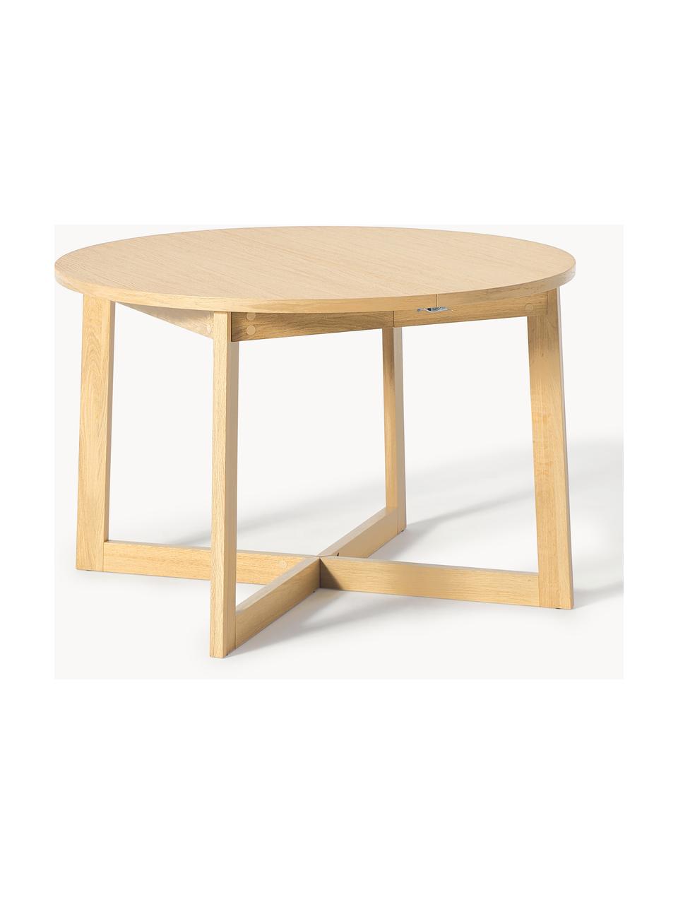 Mesa de comedor extensible Bennet, 115-215 x 75 cm, Tablero: fibras de densidad media , Patas: madera de roble maciza ba, Madera de roble barnizada, An 115/215 x F 115