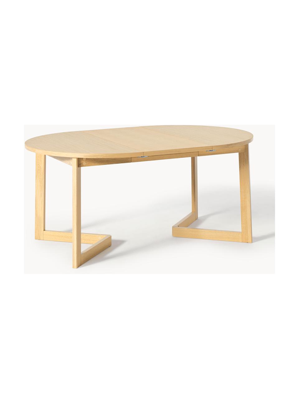 Uitschuifbare eettafel Bennet, 115 - 215 x 75 cm, Tafelblad: MDF met gelakt eikenhoutf, Poten: massief gelakt eikenhout , Gelakt eikenhout, B 115/215 x D 115 cm