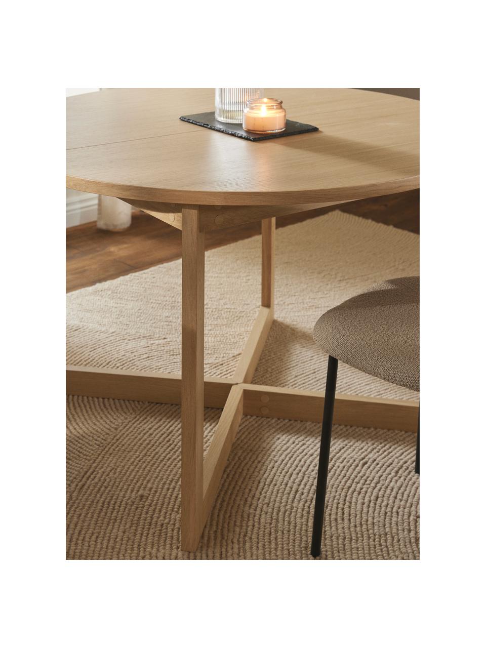 Rozkladací jedálenský stôl Bennet, 115 - 215 x 75 cm, Lakované dubové drevo, Š 115/215 x H 115 cm