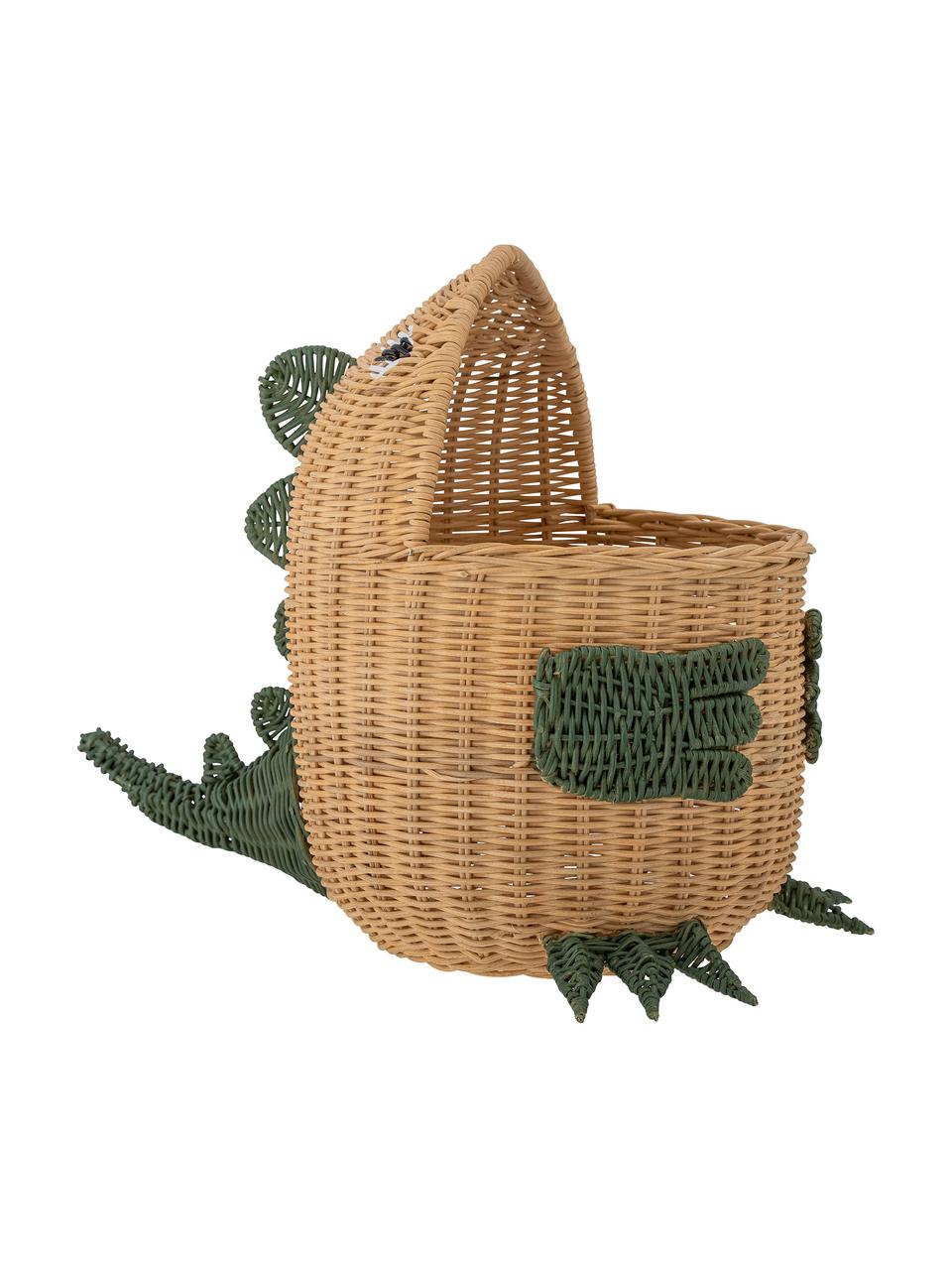 Opbergmand Eddi van rotan, Rotankleurig, Licht hout, groen, B 57 x H 48 cm
