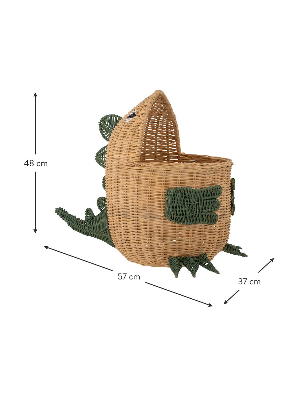Aufbewahrungskorb Eddi aus Rattan, Rattan, Beige, Grün, B 57 x H 48 cm