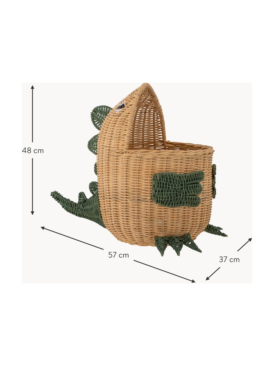 Cesto in rattan Eddi, Rattan, Beige, verde scuro, Larg. 57 x Alt. 48 cm