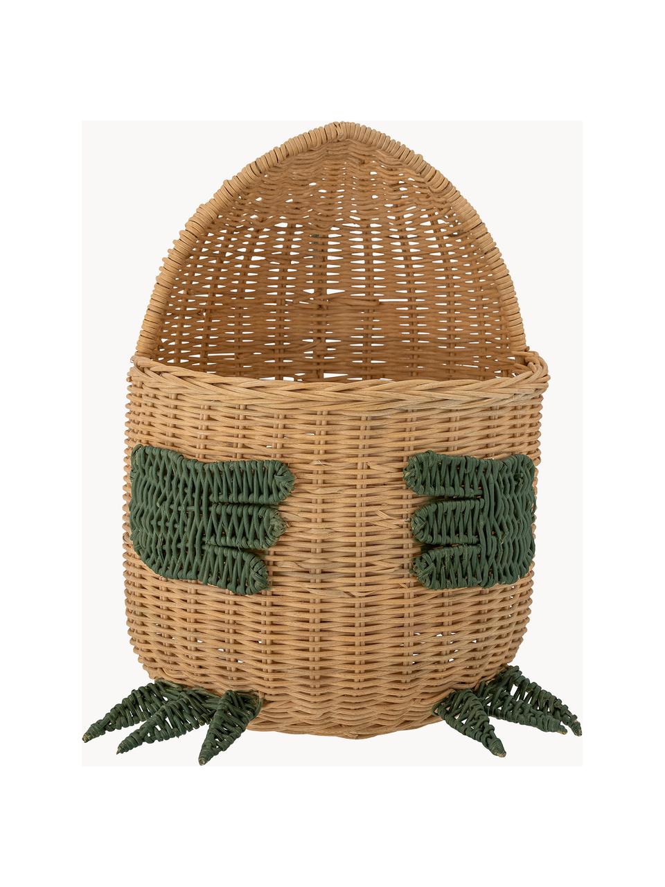 Cesto in rattan Eddi, Rattan, Beige, verde scuro, Larg. 57 x Alt. 48 cm