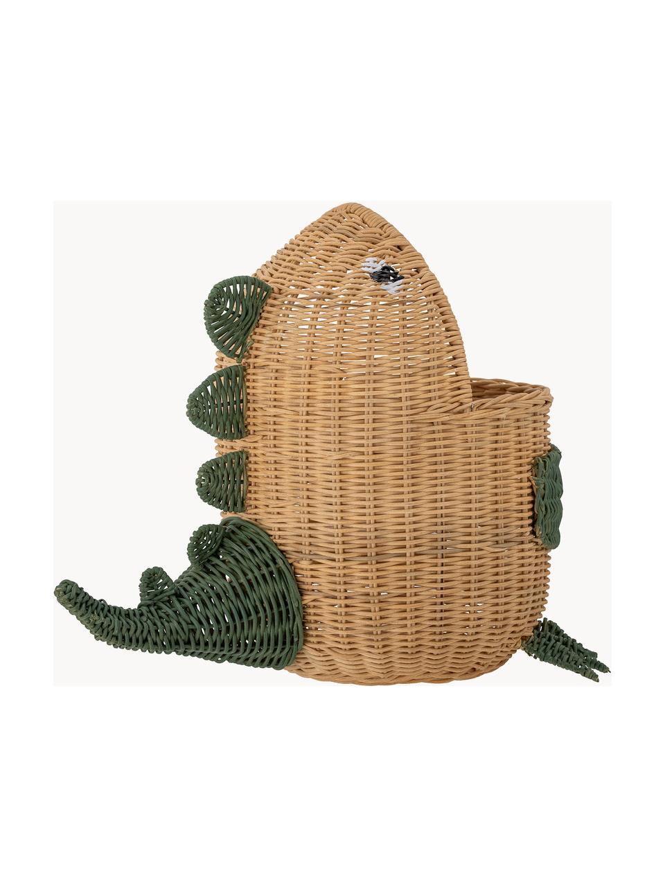 Kosz do przechowywania z rattanu Eddi, Rattan, Beżowy, ciemny zielony, S 57 x W 48 cm