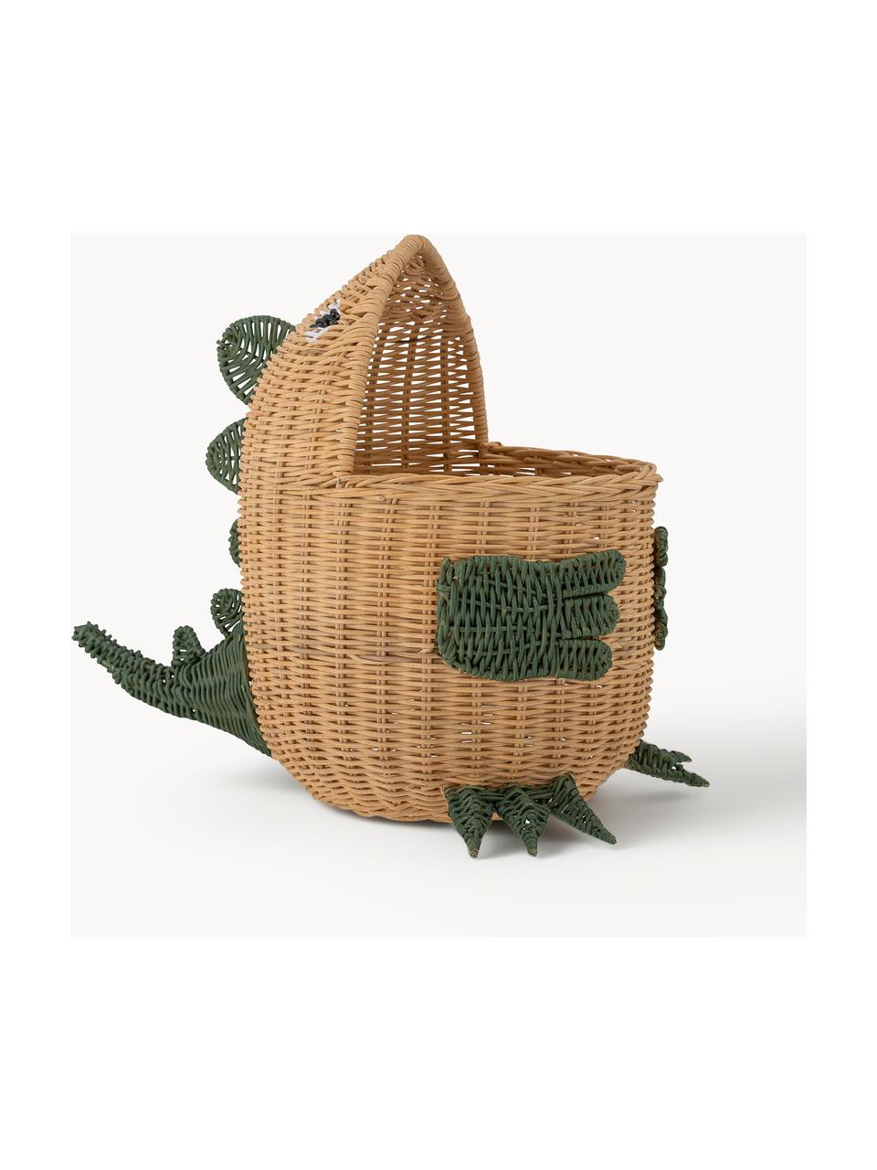 Kosz do przechowywania z rattanu Eddi, Rattan, Beżowy, ciemny zielony, S 57 x W 48 cm