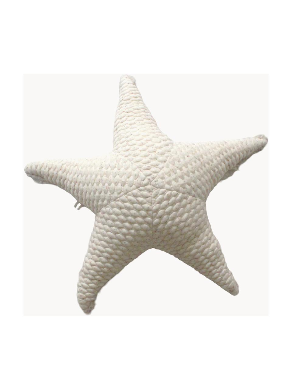 Handgefertigtes Kuschelkissen SeaStar, B 56 cm, Unten: Kunstpelz (100 % Polyeste, Cremeweiß gesprenkelt, Hellbeige, B 56 x H 17 cm