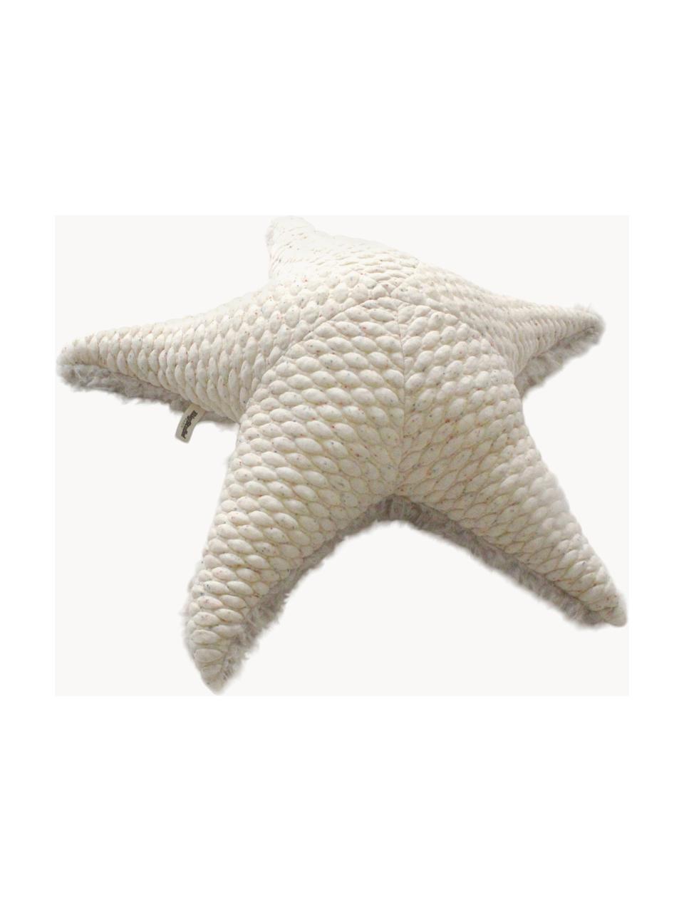 Handgefertigtes Kuschelkissen SeaStar, B 56 cm, Unten: Kunstpelz (100 % Polyeste, Cremeweiss gesprenkelt, Hellbeige, B 56 x H 17 cm