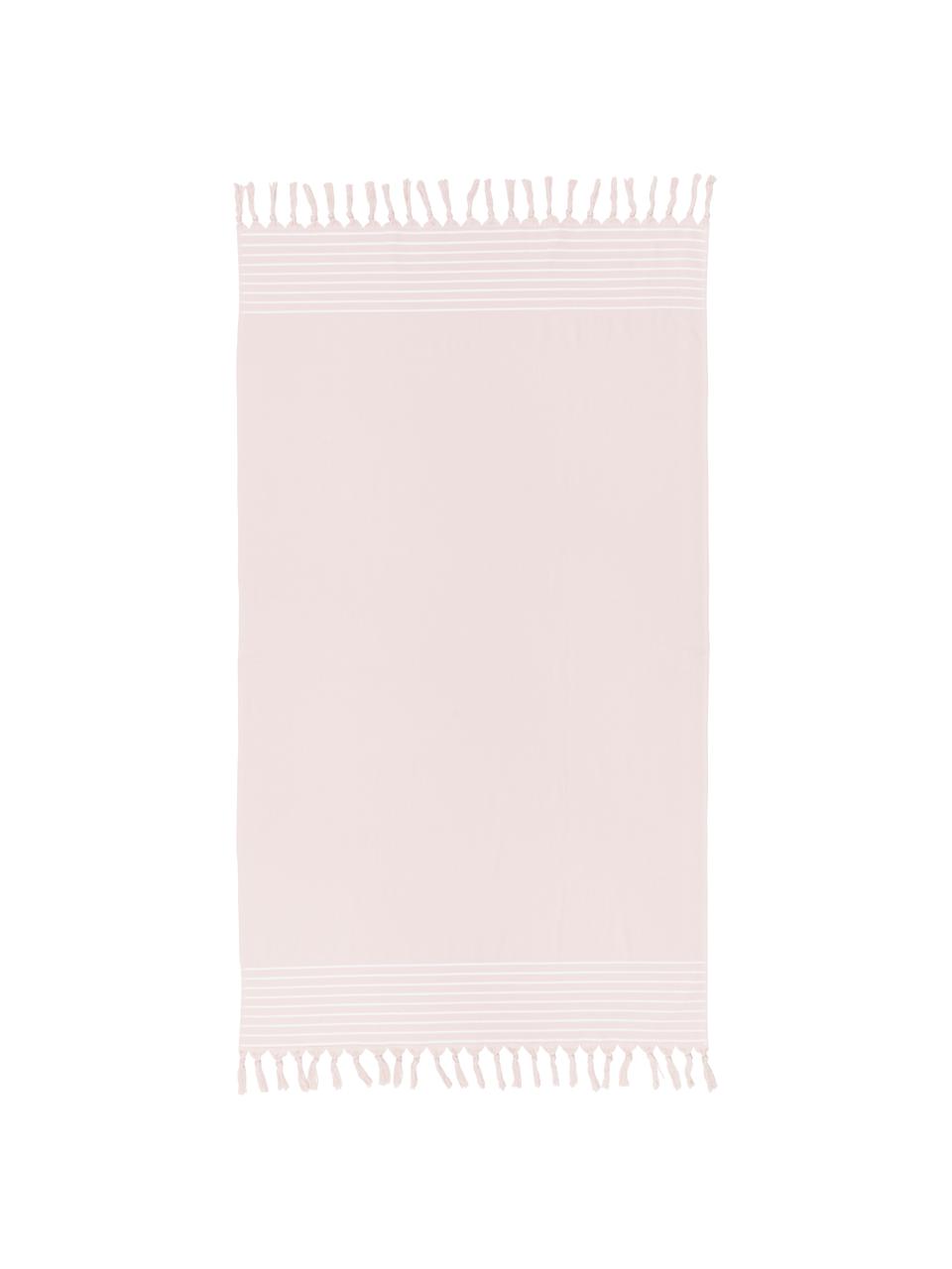 Fouta con flecos Freddy, Reverso: felpa rizada, Rosa, An 100 x L 180 cm